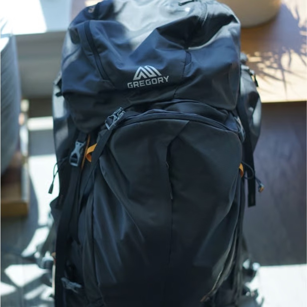 Gregory Black Backpack with Orange Pull Tabs